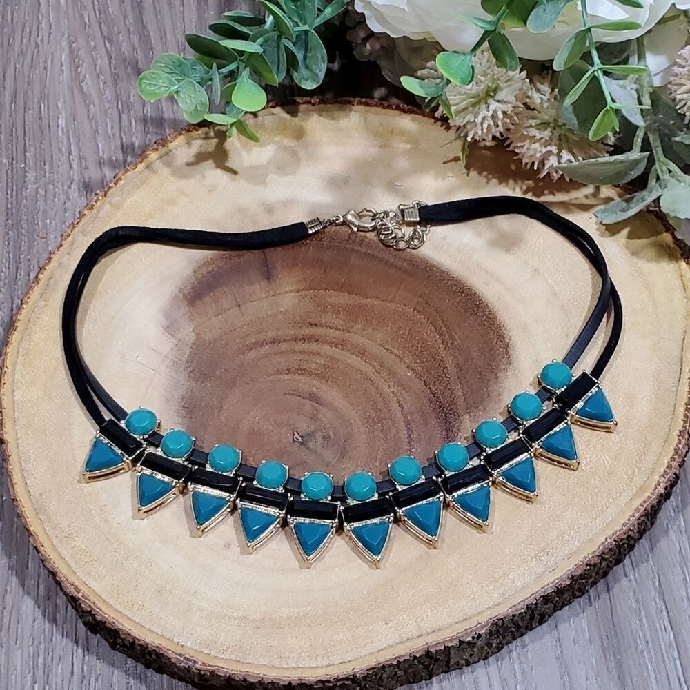 Treska Blue teal statement necklace